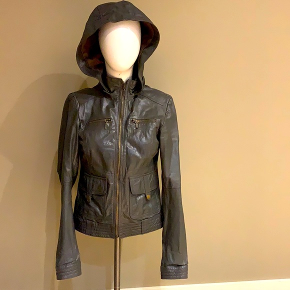 Gray leather jacket size S - Picture 1 of 7